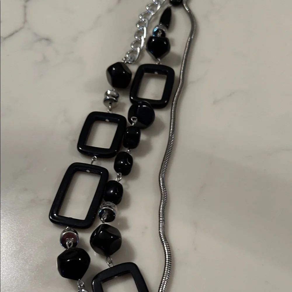 Chico's Black and Silver Multi-Strand Necklace